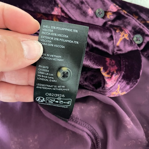 Anthropologie Pilcro Purple Velour Floral Buttoned Relaxed Blouse - Picture 14 of 14
